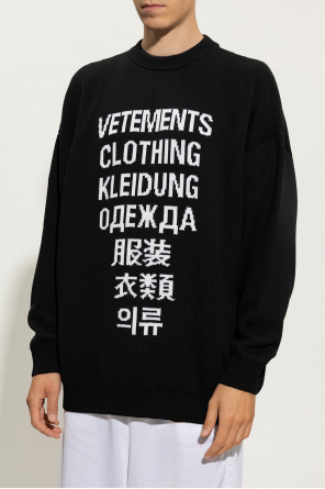 黑色羊毛毛衣VETEMENTS - T-shirt med løs pasform